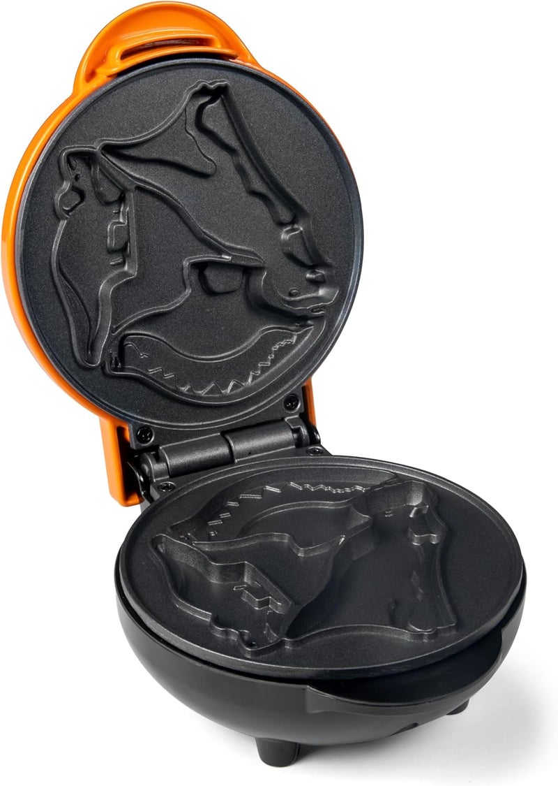 Nostalgia MyMini Dinosaurs Shape Electric Waffle Maker, 5-Inch Non-Stick Griddle for Waffles, Hash Browns, Eggs, and More, Orange - Image 3